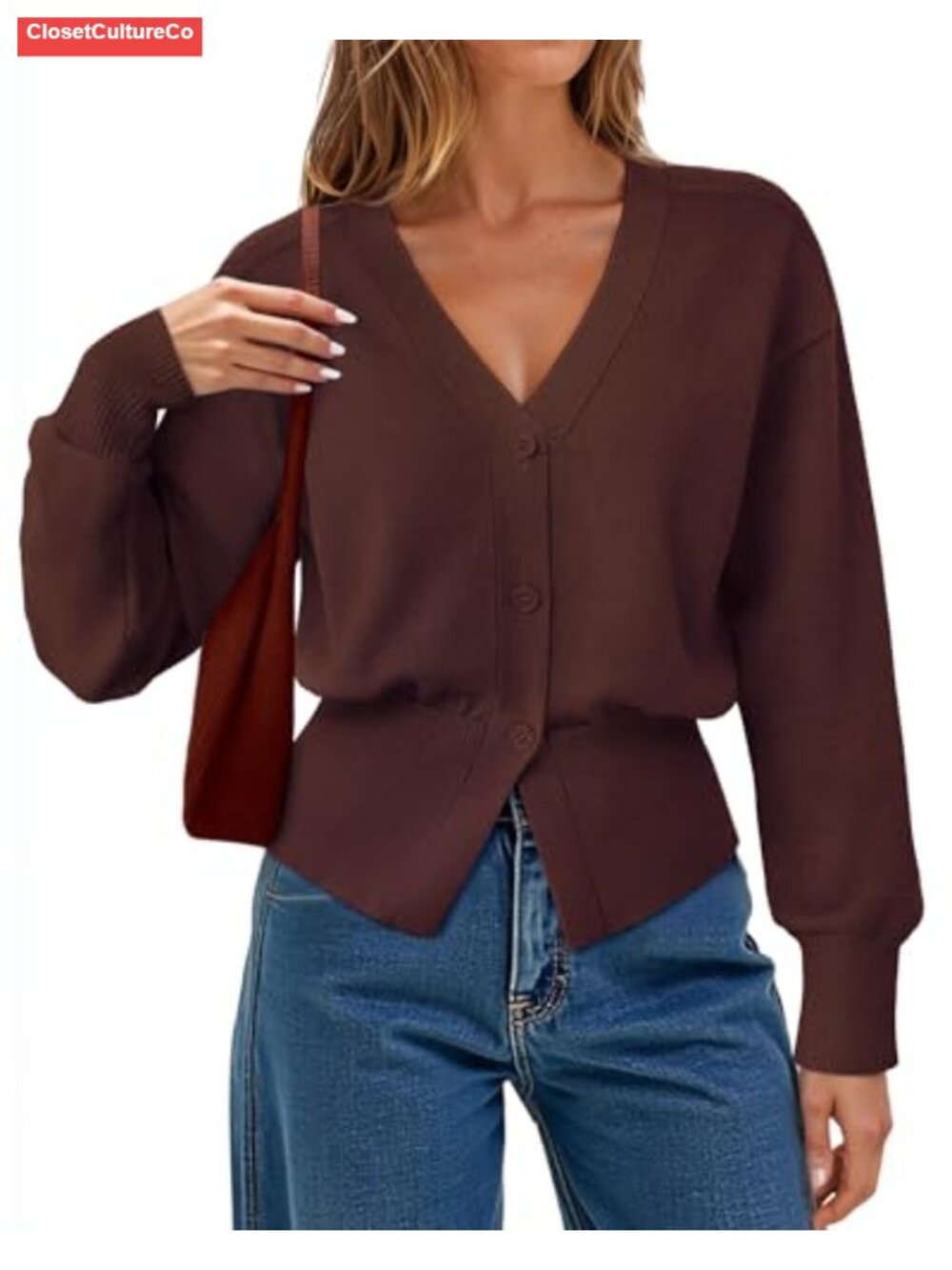 Women's Open Front Cardigan Ribbed Knit Peplum Button Long Sleeve Sweater